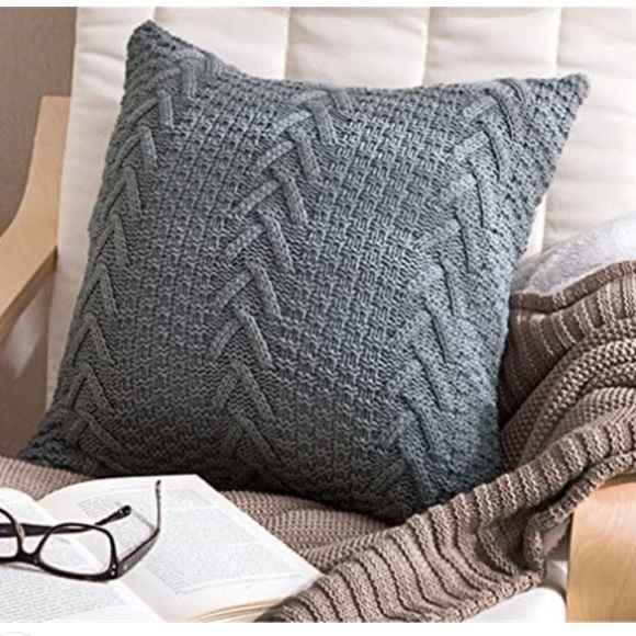 Cream Knit Boho Textured Farmhouse Pillow Decorative Case for Sofa/Bedroom/Dorm - Picture 5 of 9